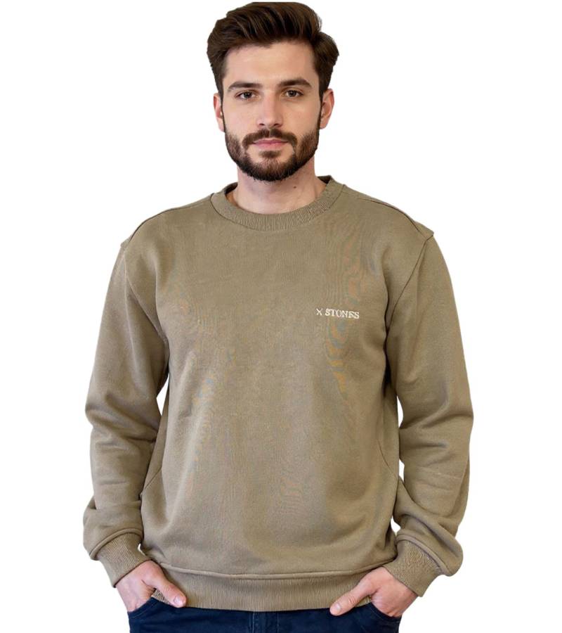 STONES Herren Pullover 400gsm Rundhals-Ausschnitt im Oversize Schnitt und aus Baumwolle Hell-Braun von STONES