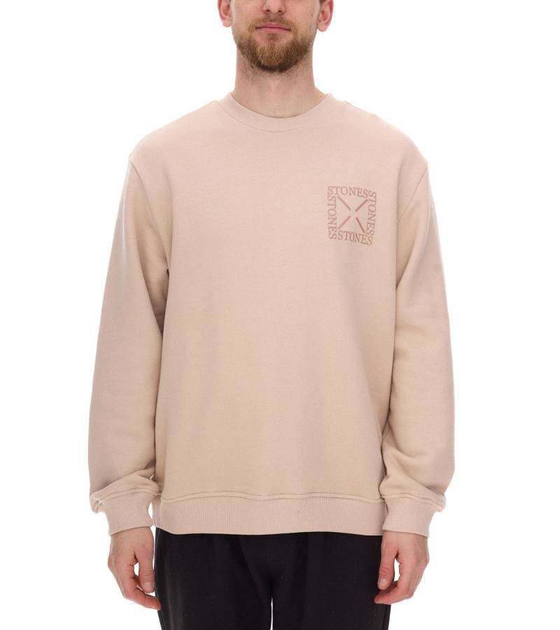 STONES Herren Pullover aus Baumwolle mit Rundhals-Ausschnitt Oversized-Sweater Sweatshirt 400gsm Beige von STONES