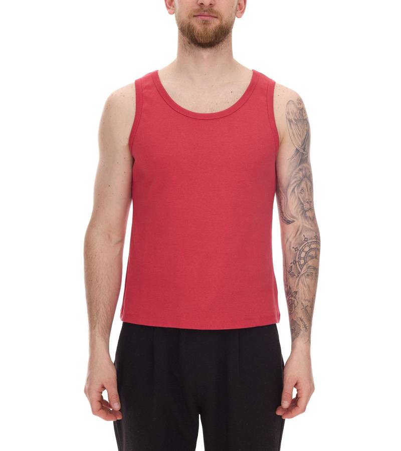 STONES Herren Tank Top modernes Baumwoll-Shirt Rundhals-Top farbenfrohes Achsel-Shirt Unterhemd Rot von STONES