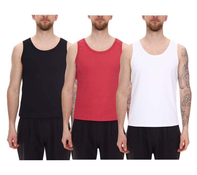 STONES Herren Tank Top modernes Muskel-Shirt aus Baumwolle Rundhals-Top Unterhemd Weiß, Schwarz oder Rot von STONES