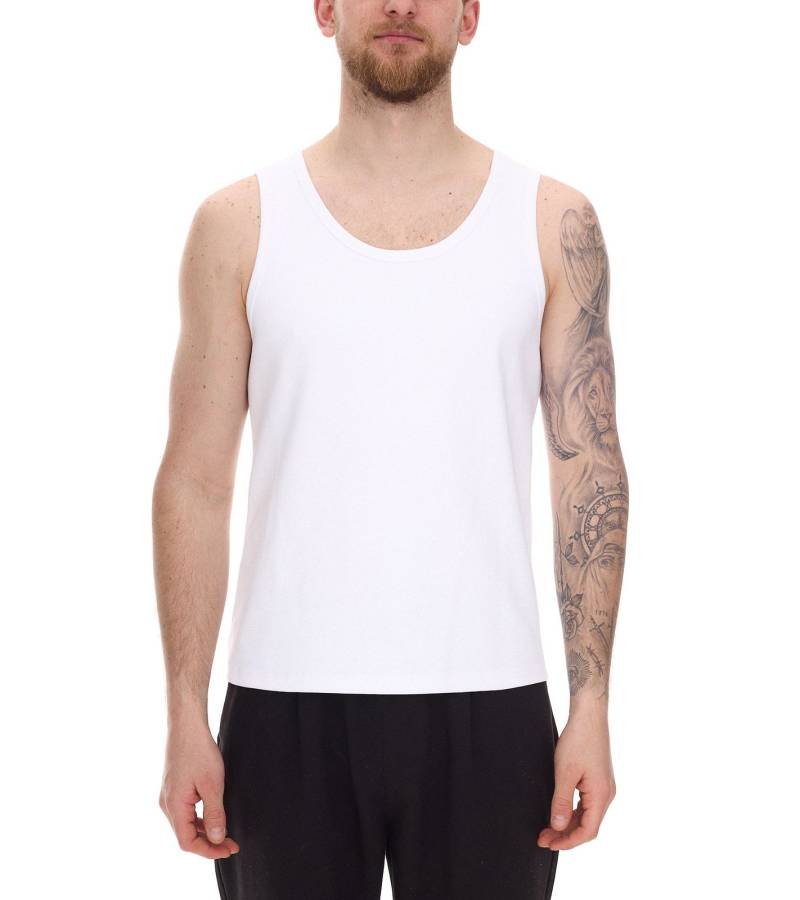 STONES Herren Tank Top modernes Muskel-Shirt aus Baumwolle Rundhals-Top Unterhemd Weiß von STONES