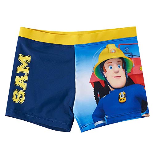 Kinder Badehose | Feuerwehrmann Sam | Größe 104-140 | Badeshorts | Badeboxer, Größe:116, Farbe:Dunkelblau von Fireman Sam