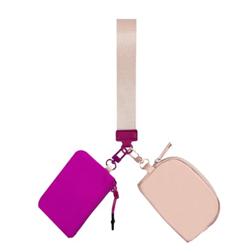 STORICANS Mini-Geldbörse mit Reißverschluss und Handgelenk, Rosarot + grobes Rosa, Münztasche von STORICANS