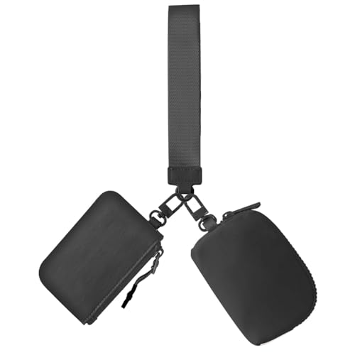 STORICANS Mini-Geldbörse mit umlaufendem Reißverschluss, schwarz/schwarz, Münztasche STORICANS Mini-Geldbörse mit umlaufendem Reißverschluss, schwarz/schwarz, Münztasche von STORICANS