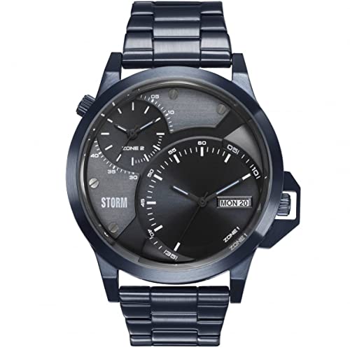 STORM London AVALONIC IP-Blue, Herrenarmbanduhr, 5 bar Wasserdicht, Edelstahlgehäuse, Dual-Time, Datumsfunktion von STORM