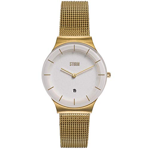 STORM London Mini Xenu, Edelstahlgehäuse, Mesh Armband, Mineralglas, 3 bar Wasserdicht, Datumsfunktion, 33 x 39mm (Gold) von STORM