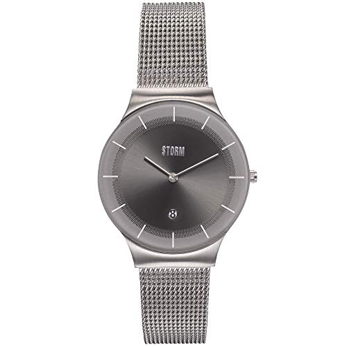 STORM London Mini Xenu, Edelstahlgehäuse, Mesh Armband, Mineralglas, 3 bar Wasserdicht, Datumsfunktion, 33 x 39mm (Grey) von STORM
