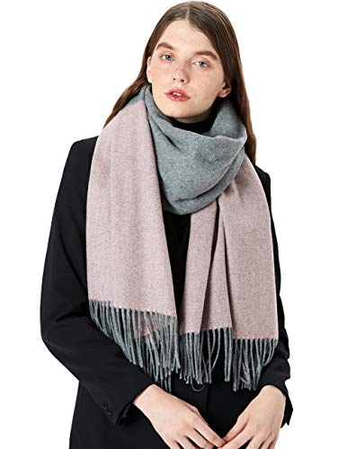 STORY OF SHANGHAI Kaschmir Wolle Pashmina Schal Damen Warm Winter mit quasten/fransen Deckenschal MEHRWEG (Grau Pink 22) von STORY OF SHANGHAI