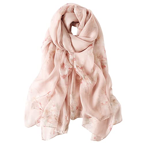 STORY OF SHANGHAI Seidenschal Damen 100% Seide, 30+ Farben XXL Blumen Seidentuch, Stola für Abendkleid Hochzeit, Seide Schal Halstuch, 175 * 110cm,Neu 00 Rosa Blumen von STORY OF SHANGHAI