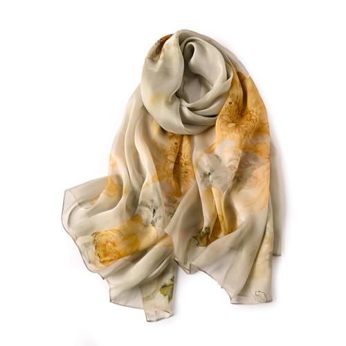 STORY OF SHANGHAI Seidenschal Damen 100% Seide, 30+ Farben XXL Blumen Seidentuch, Stola für Abendkleid Hochzeit, Seide Schal Halstuch, 175 * 110cm von STORY OF SHANGHAI