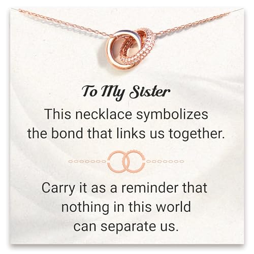 STORYJEWELLERY Geburtstagsgeschenke für Frauen, Doppelkreishalsketten in Roségold, Geburtstagsgeschenke für Schwester, Freundin, Kollegin, 60., 70., 80., 50. Geburtstag, Messing mit 18 Karat Roségold von STORYJEWELLERY