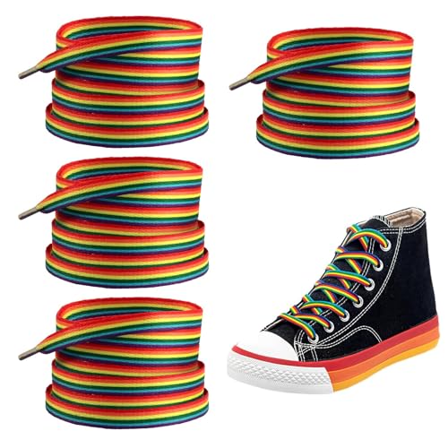 STOUUMOW 4 Paar Regenbogen SchnüRsenkel,Pride Sticker Bunte SchnüRsenkel Shoelaces chucks bunt für Sneaker Sportschuhe 140cm von STOUUMOW