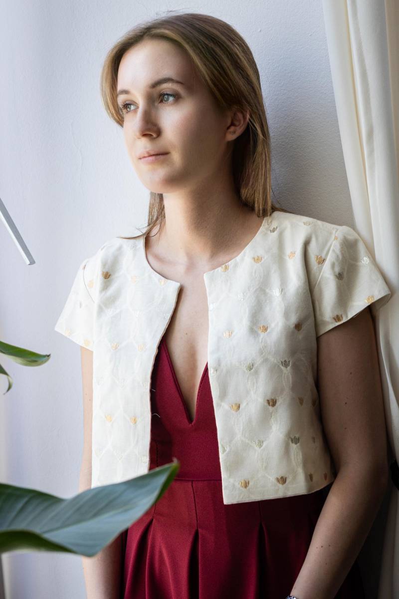 Bestickte Bolero-Jacke Aus Reiner Baumwolle | Taillierter Kurzarm-Mantel Kurze Jacke Offene Vordere Handwerkliche Kurzmantel Handgemachter von STOVARIA