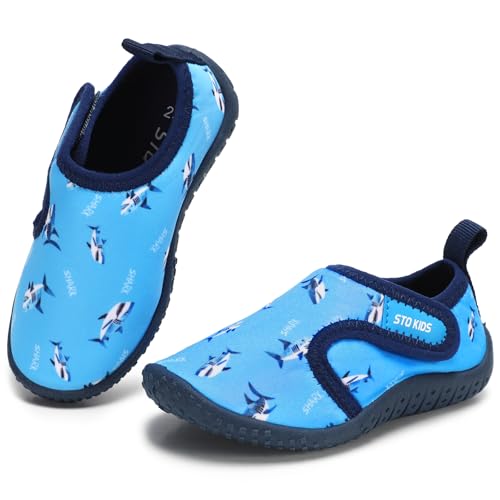 STQ KIDS Badeschuhe Jungen Wasserschuhe Kinder Schwimmschuhe Aquaschuhe Strandschuhe rutschfest Surfschuhe Atmungsaktiv Wassersportschuhe Tauchschuhe Blauhai EU20 von STQ KIDS