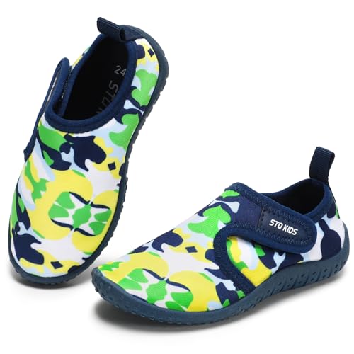 STQ KIDS Badeschuhe Jungen Wasserschuhe Kinder Schwimmschuhe Aquaschuhe Strandschuhe rutschfest Surfschuhe Atmungsaktiv Wassersportschuhe Tauchschuhe Dunkelblau EU20 von STQ KIDS