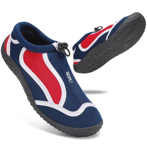 STQ Badeschuhe Kinder Jungen Wasserschuhe Schwimmschuhe Aquaschuhe Schwimmsocken StrandschuheBadesocken Kind Dusch rutschfest Slip Stop Aquasocken Kids Mädchen Unisex Navy EU 33 von STQ KIDS