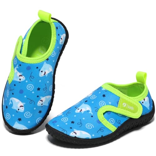 STQ KIDS Badeschuhe Kinder Schwimmschuhe Jungen Wasserschuhe with Klettverschluss Strandschuhe Blau EU27 von STQ KIDS