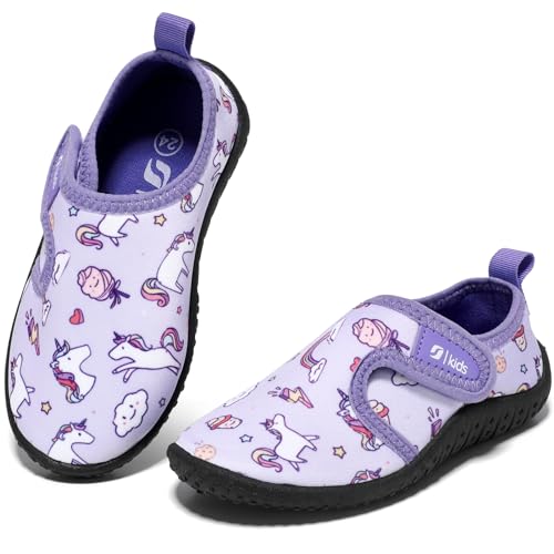 STQ KIDS Badeschuhe Kinder Schwimmschuhe Mädchen Wasserschuhe with Klettverschluss Strandschuhe Purple EU20 von STQ KIDS