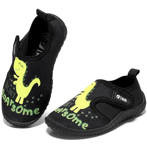 STQ KIDS Badeschuhe Kinder Wasserschuhe with Klettverschluss Strandschuhe für Jungen Mädchen Schwarzgrün EU20 von STQ KIDS