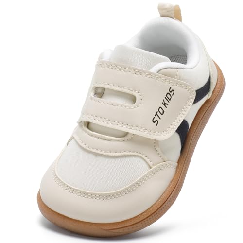 STQ KIDS Barfussschuhe Kinder Breite Kinderschuhe Jungen Mädchen Hausschuhe Leicht Kinder Barfußschuhe Lauflernschuhe Komfort Kleinkind Turnschuhe Komfort Sneaker Beige 23 EU / T6 von STQ KIDS