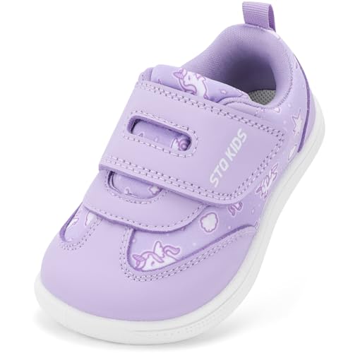 STQ KIDS Barfussschuhe Kinder Breite Leicht Turnschuhe Jungen Barfußschuhe Kleinkind Sneaker Kinderschuhe Sportschuhe Draußen Schuhe Violett 26 EU/T9 Weit von STQ KIDS