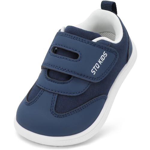 STQ KIDS Barfussschuhe Kinder Breite Leicht Turnschuhe Jungen Hausschuhe Kleinkind Sneaker Kinderschuhe Sportschuhe Draußen Schuhe Navy 27 EU/T10 Weit von STQ KIDS