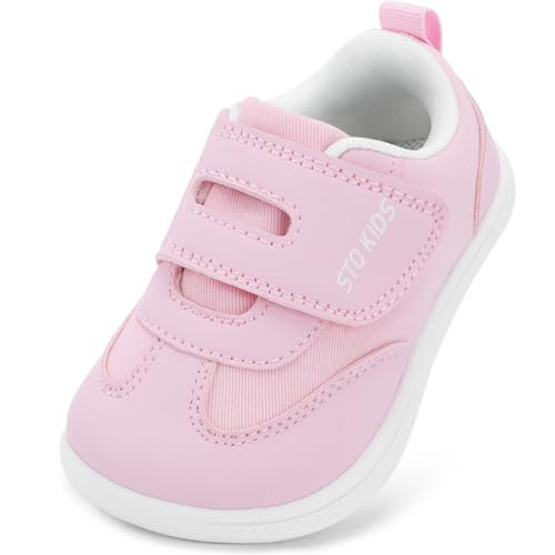 STQ KIDS Barfussschuhe Kinder Breite Leicht Turnschuhe Mädchen Barfußschuhe Kleinkind Sneaker Kinderschuhe Sportschuhe Draußen Schuhe Rosa 24 EU/T7 Weit von STQ KIDS