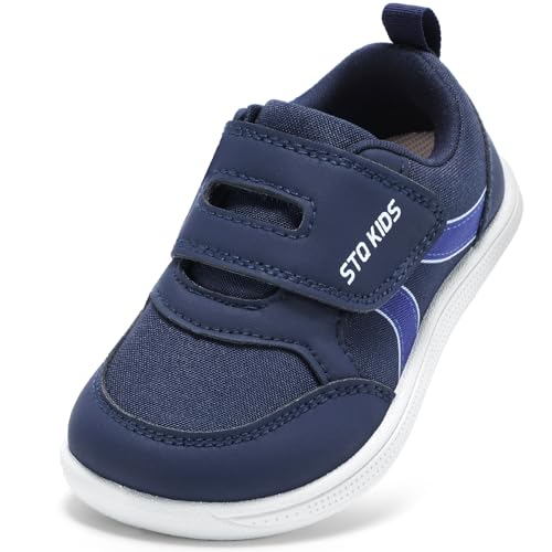 STQ KIDS Barfußschuhe Kinder rutschfest Kinderschuhe Jungen Barfussschuhe Komfort Kleinkind Lauflernschuhe Hausschuhe Junge Breite Turnschuhe Leicht Sneaker Marineblau 22 EU / T5 von STQ KIDS