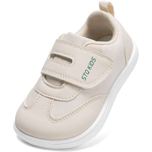 STQ KIDS Barfussschuhe Kinder Breite Leicht Turnschuhe Jungen Hausschuhe Kleinkind Sneaker Kinderschuhe Sportschuhe Draußen Schuhe Beige 27 EU/T10 Weit von STQ KIDS