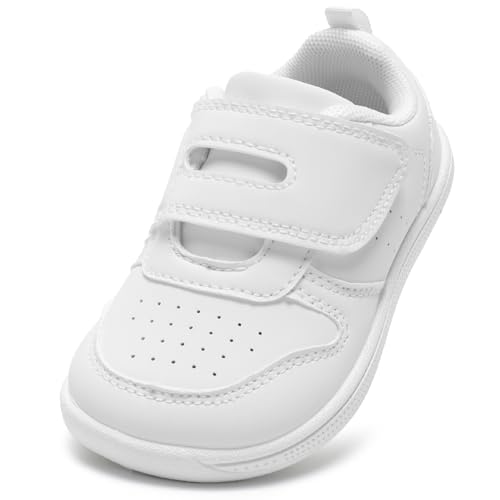 STQ KIDS Barfußschuhe Jungen Mädchen Schuhe Breiter Lauflernschuhe Atmungsaktive Kleinkinder Sneakers rutschfeste Turnschuhe Weiche Leicht Tennisschuhe Flexible Laufschuhe Weiße 20 EU Weit von STQ KIDS