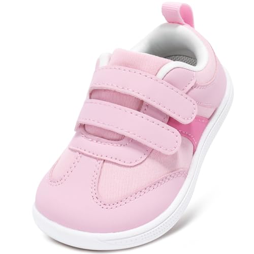 STQ KIDS Kinder Barfußschuhe Breite Kinder Schuhe Jungen Sneakers rutschfeste Lauflernschuhe Kleinkind Leichte Weiche Walking Kinderschuhe Minimalist Blassrosa 21 EU von STQ KIDS