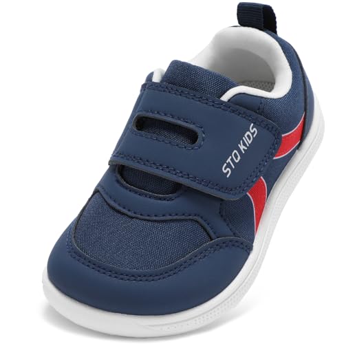 STQ KIDS Kinder Barfussschuhe Breite Kinderschuhe Jungen Barfußschuhe Komfort Lauflernschuhe rutschfest Kleinkind Hausschuhe Junge Turnschuhe Leicht Sneaker Navy 21 EU / I4 von STQ KIDS