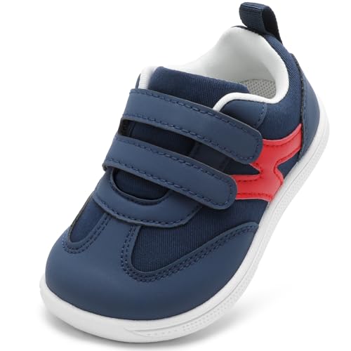 STQ KIDS Kinderschuhe Jungen Breite Turnschuhe Kinder Barfussschuhe Leicht Kleinkind Sneaker Leicht Frühling Herbst Barfußschuhe Übergangsschuhe Marineblau 24 EU / T7 von STQ KIDS