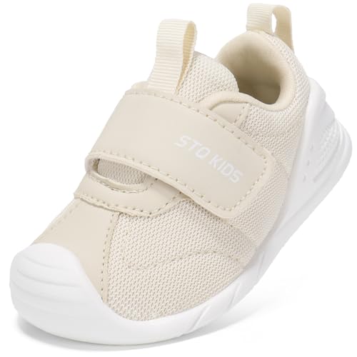 STQ KIDS Lauflernschuhe Baby Breite Barfussschuhe Kinder Krabbelschuhe Leichte Kleinkind Turnschuhe Hausschuhe Babyschuhe Jungen Mädchen Sneakers Beige 18-24 Monate/21 EU Weit von STQ KIDS