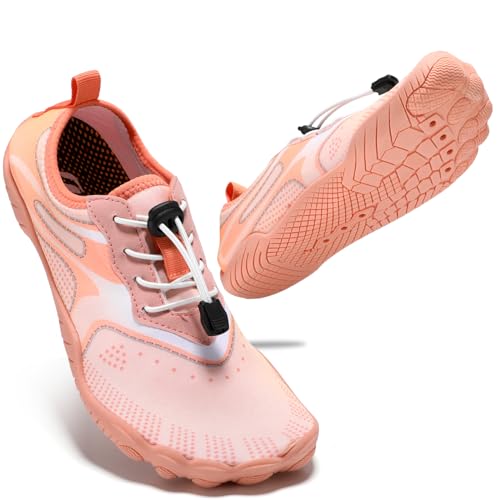 STQ Badeschuhe Damen Wasserschuhe Herren Schwimmschuhe Strandschuhe Aqua Barfuss Schuhe Pink EU39 von STQ