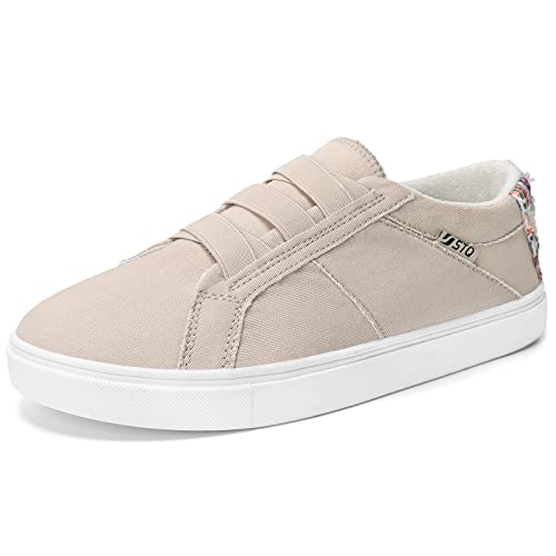 STQ Damen Canvas Slip on Sneakers Comfort Schuhe Beige EU41 von STQ