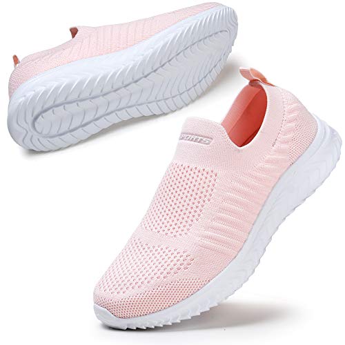 STQ Damen Sneaker Slip on​Bequem Atmungsaktive Soft Memory Foam Turnschuhe Rosa 41 EU von STQ