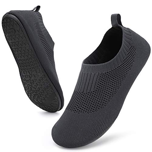 STQ Damen Hasuschuhe Slip on Slipper Pantoffeln Atmungsaktiv Bequem Hüttenschuhe Dunkelgrau 36/37 von STQ