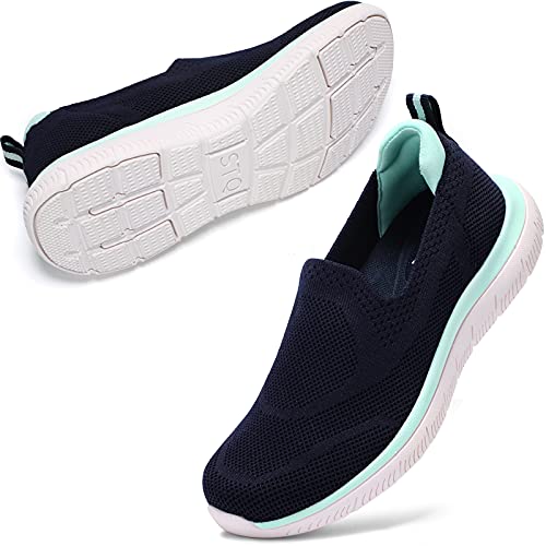 STQ Damen Laufschuhe Walking Schuhe Leichte Atmungsaktiv Freizeitschuhe Outdoor Sneakers Jogging Gym Fitness Sportschuhe Marine Blau 35 EU von STQ