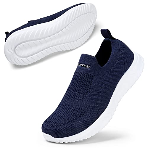 STQ Damen Slip on Schuhe Atmungsaktiv Bequem Mesh Leichte Turnschuhe Memory Foam Sneakers Dunkelblau 37 EU von STQ