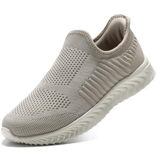 STQ Damen Slip on Schuhe Atmungsaktive rutschfest Turnschuhe Komfort Sneaker Taupe 41 EU von STQ