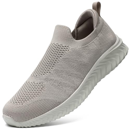STQ Damen Slip on Sneakers Bequem Schuhe Ohne SchnüRsenkel Freizeitschuhe Mesh Leichte Stoffschuhe Memory Foam SchlüPfen Women Laufschuhe OrthopäDische Atmungsaktiv Elegant Turnschuhe Taupe GrößE 39 von STQ