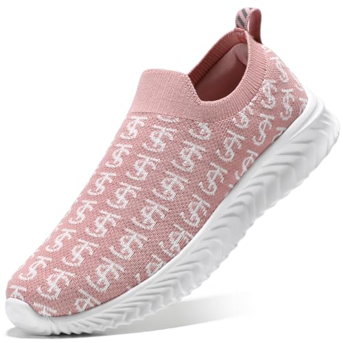 STQ Damen Slip on Sneaker Slip On Turnschuhe Atmungsaktiv Outdoor Leichte Walkingschuhe Dunkles Rosa 37 EU von STQ