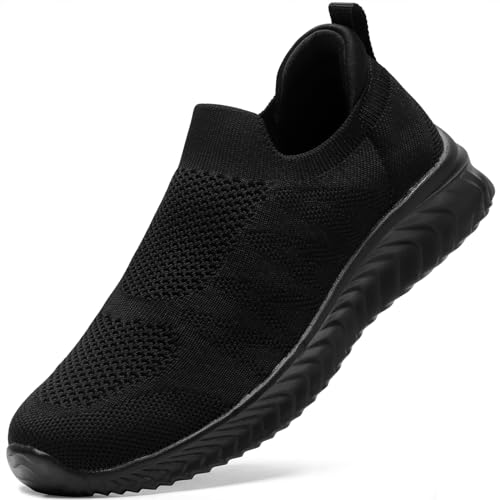 STQ Damen Slip on Sneakers Atmungsaktiv Laufschuhe Leichte Bequeme Freizeit Turnschuhe Gym Fitness Alles Schwarz 36 EU von STQ