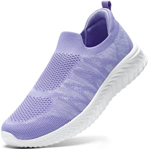 STQ Damen Slip on Sneakers Bequem Schuhe Ohne SchnüRsenkel Mesh Walking Shoes Leichte Stoffschuhe Memory Foam Schlupfschuhe Women Laufschuhe OrthopäDische Atmungsaktiv Elegant Gym Arbeit Lila GrößE 37 von STQ