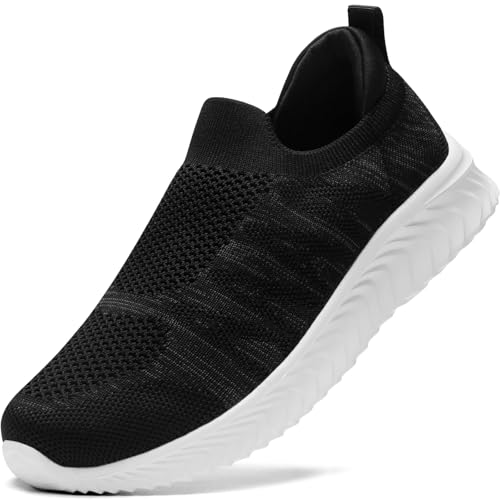 STQ Damen Slip on Sneakers Atmungsaktiv Laufschuhe Leichte Bequeme Freizeit Turnschuhe Gym Fitness Schwarz 37 EU von STQ