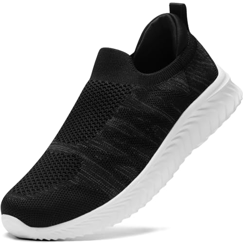 STQ Damen Slip on Sneakers Atmungsaktiv Laufschuhe Leichte Bequeme Freizeit Turnschuhe Gym Fitness Schwarz 39 EU von STQ