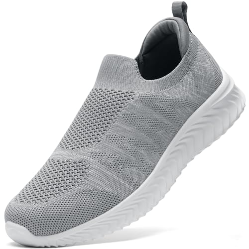 STQ Damen Slip on Sneakers Bequem Schuhe Ohne SchnüRsenkel Mesh Leichte Stoffschuhe Memory Foam Schlupfschuhe SchlüPfen Women Laufschuhe Atmungsaktiv Elegant Gym Turnschuhe Sportschuhe Grau GrößE 39 von STQ
