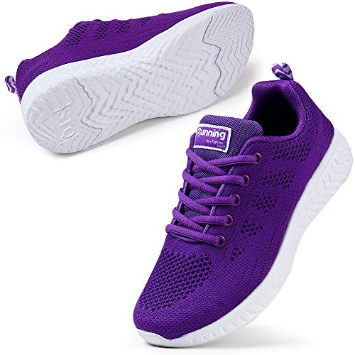 STQ Schuhe Damen Halbschuhe Atmungsaktiv Sportschuhe Fitness Gym Sneaker Leichte Laufschuhe Outdoor Turnschuhe Alles Lila 36 EU von STQ