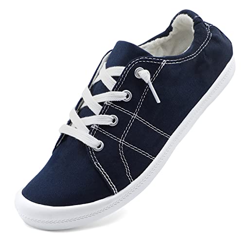 STQ Damen-Sneaker aus Segeltuch, klassisch, zum Reinschlüpfen, modisch, Navy 1104, 37 EU von STQ